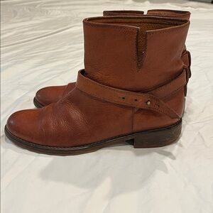 Madewell 'The Biker Boot' Womens Leather Brown Ankle Strap Detail Cognac Size 7